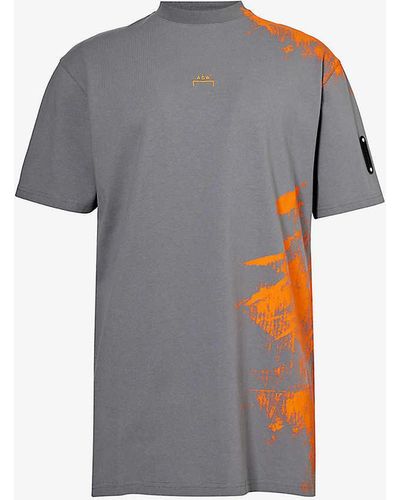A_COLD_WALL* Brushstroke Graphic-print Cotton-jersey T-shirt - Grey