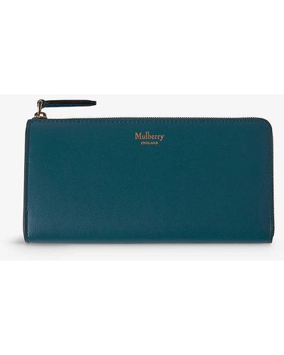 Mulberry Continental Long Grained-leather Wallet - Blue