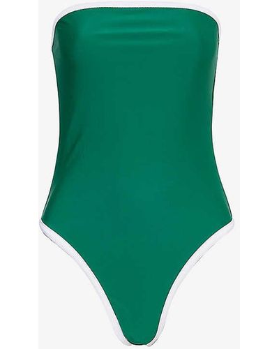 4th & Reckless Gili Bandeau High-leg Swimsuit - Green