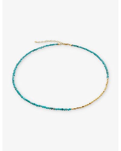 Monica Vinader Mini nugget 18ct -plated Vermeil Sterling-silver And Turquoise Beaded Necklace - Blue