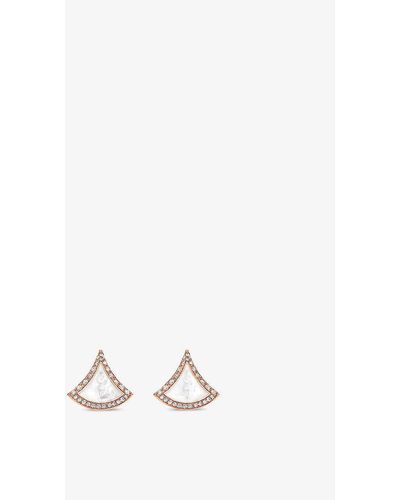 BVLGARI Divas' Dream 18ct Rose-gold, 0.1ct Diamond And Mother-of-pearl Earrings - White