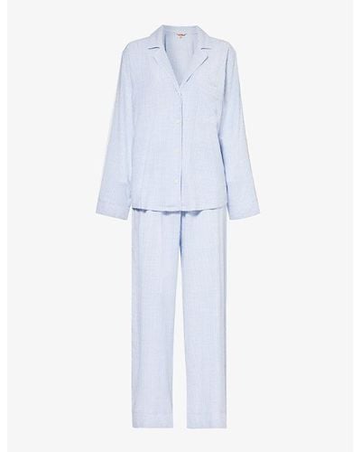 Eberjey Nautico Striped Cotton-blend Pajamas - Blue