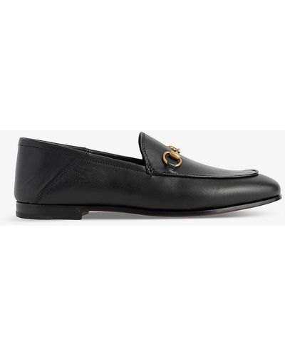 Gucci Brixton Round-toe Leather Loafers - Black