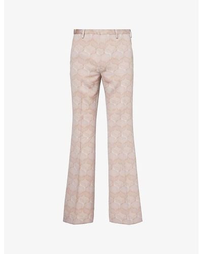 Dries Van Noten Patterned Straight-leg Mid-rise Wool Pants - Pink