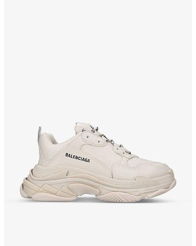 Balenciaga Triple S Lace-up Faux-leather Low-top Sneakers - Natural