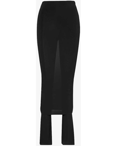 Alaïa Slim-fit Semi-sheer Stretch-woven Midi Skirt - Black