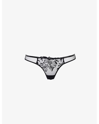 Agent Provocateur Ozella Floral-embroidered Low-rise Tulle Briefs X - Black