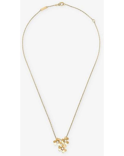 Van Cleef & Arpels Frivole Mini 3-flower Yellow-gold And 0.16ct Round-cut Diamond Necklace - Natural