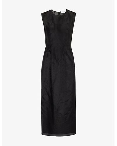 Gabriela Hearst Maslow Semi-sheer Silk Midi Dress - Black