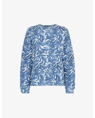 Whistles Zebra-print Oversized Cotton Sweatshirt - Blue