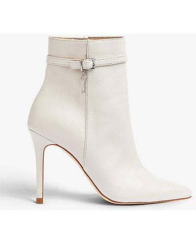 LK Bennett Clover Key-charm Leather Heeled Ankle Boots - White