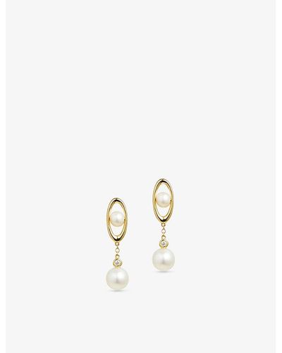 The Alkemistry Ruifier Morning Dew Origin 18ct Yellow-gold, 0.016ct Diamond And Freshwater Pearl Drop Earrings - Metallic