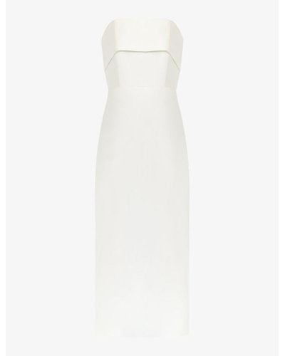 Ro&zo Boned-bodice Slim-fit Bandeau Stretch-woven Maxi Dress - White