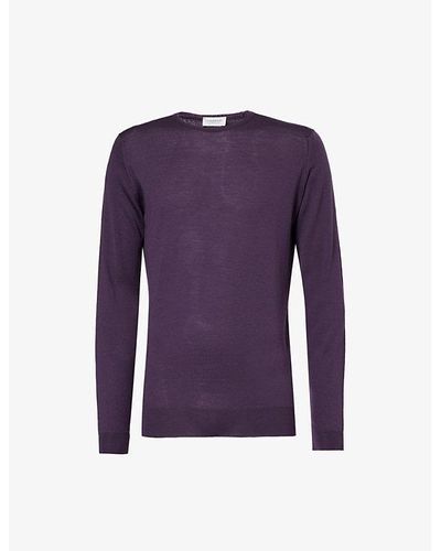 John Smedley Lundy Crewneck Wool Sweater X - Purple