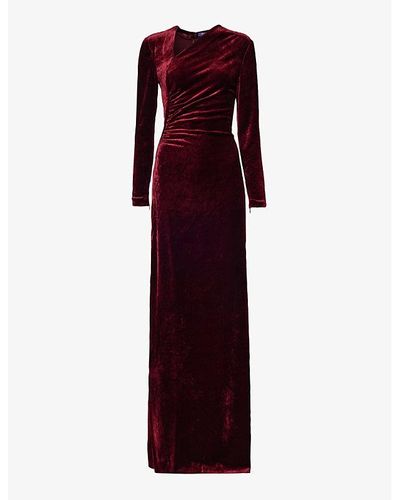Ralph Lauren Kinslee Split-hem Velvet Gown - Purple