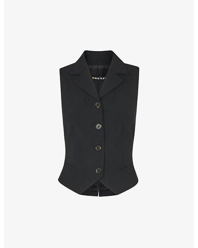 Whistles Sia Single-breasted Cropped Wool-blend Waistcoat - Black