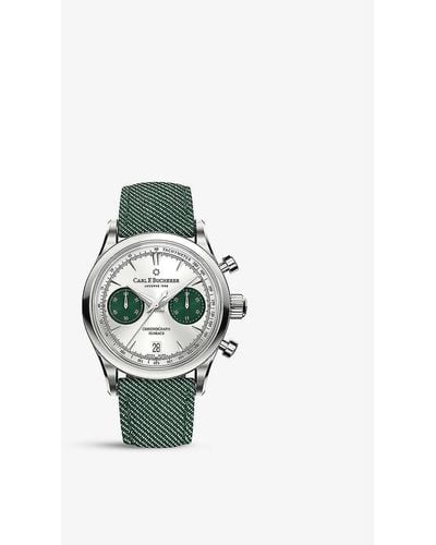 Carl F. Bucherer 00.10927.08.13.02 Manero Flyback Stainless-steel And Woven Automatic Watch - Green