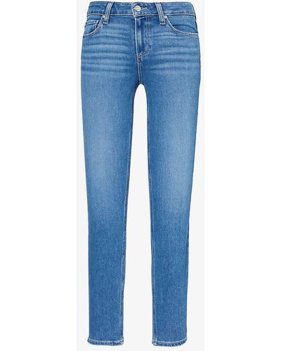 PAIGE Verdugo Raw-hem Skinny-leg Mid-rise Denim-blend Jeans - Blue