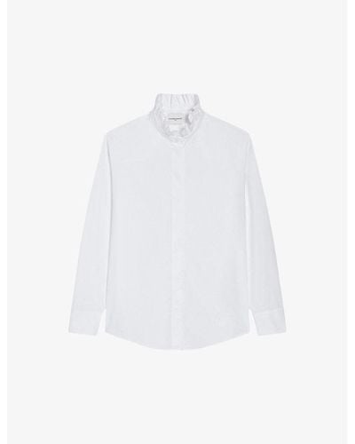 Claudie Pierlot Victorian Ruffled-collar Cotton Shirt - White