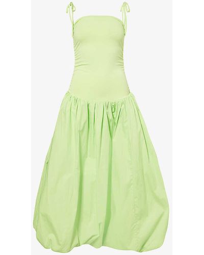 Amy Lynn Puffball Stretch-cotton Midi Dress - Green