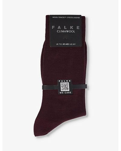 FALKE Climawool Branded-sole Stretch-knit Socks - Purple