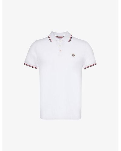 Moncler Brand-patch Split-hem Cotton-piqué Polo Shirt X - White