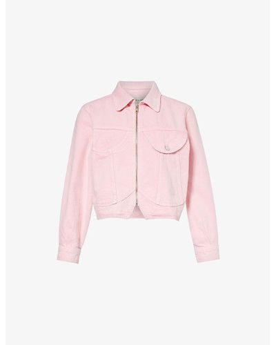 FRAME Heart Corset-detail Relaxed-fit Denim Jacket - Pink