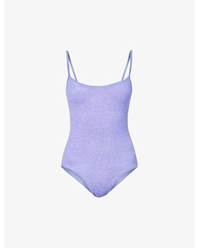 Hunza G Pamela Scoop-neck Swimsuit - Purple
