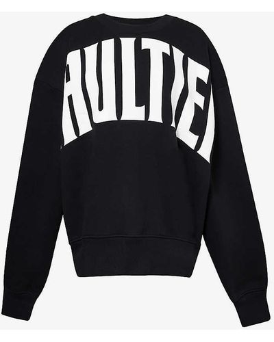 Jean Paul Gaultier Logo-pattern Relaxed-fit Cotton-jersey Top - Black