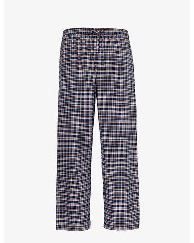 Derek Rose Barker Checked Cotton Pyjama Pants - Blue