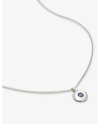 Monica Vinader September Birthstone Sterling-silver And Blue Sapphire Necklace - White