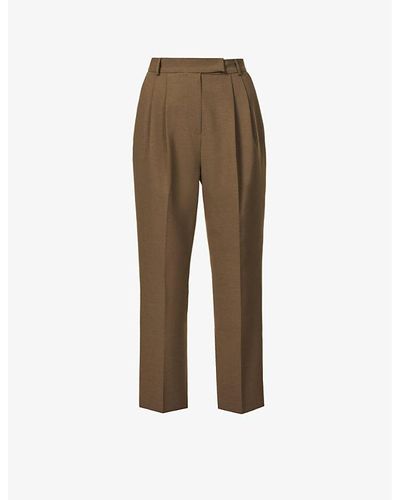 Frankie Shop Bea Tapered High-rise Stretch-crepe Trouser - Brown