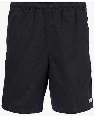 Obey Easy Relaxed Brand-patch Cotton Shorts - Blue