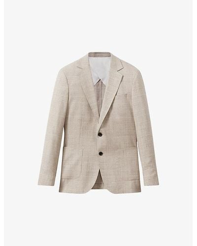Reiss Boxhill Single-breasted Slim-fit Linen-blend Blazer - Natural