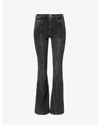FRAME Le High Flare Flared-leg High-rise Stretch-denim Jeans - Black