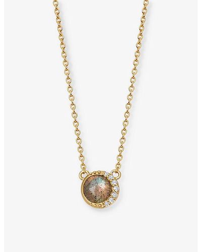 Astley Clarke Luna Labradorite 18ct Gold-plated Vermeil Onyx White Sapphire Necklace - Metallic