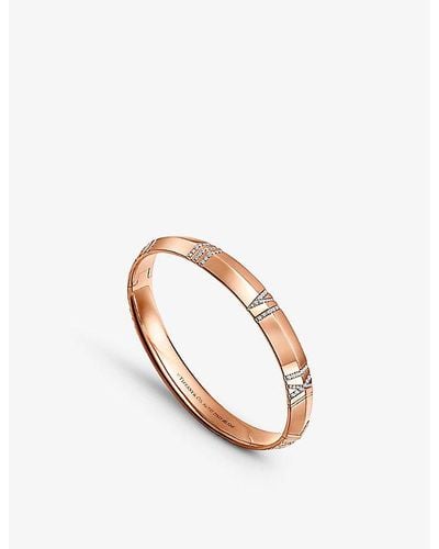 Tiffany & Co. Atlas® X 18ct Rose-gold And 0.52ct Diamond Wide Bangle - White