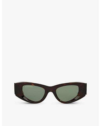 Balenciaga Bb0243s Cat-eye Tortoiseshell Acetate Sunglasses - Green