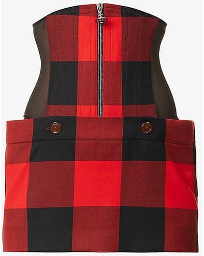 Vivienne Westwood Plaid-patterned Corset-panel Wool Mini Skirt - Red
