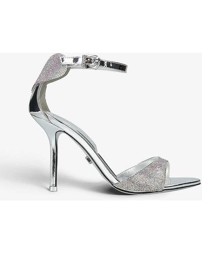 Carvela Kurt Geiger Amore Crystal-embellished Faux-leather Heeled Sandals - White