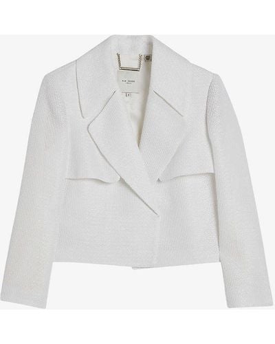 Ted Baker Shiroi Textured-weave Woven Jacket - White