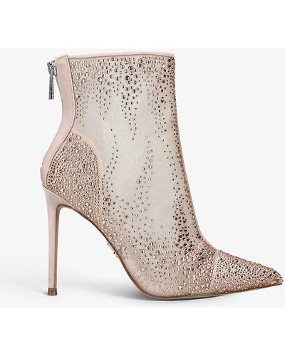 Steve Madden Valentia Crystal And Satin Ankle Boots - White