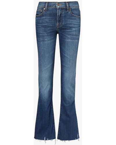 7 For All Mankind Bootcut Flared Low-rise Stretch-denim Jeans - Blue