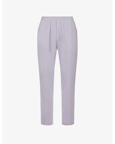 Calvin Klein Branded-waistband Stretch Cotton-blend Pajama Botto - Purple