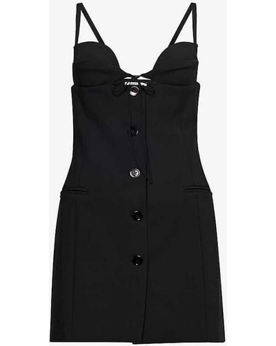 Nensi Dojaka Button-down Cut-out Crepe Mini Dress - Black