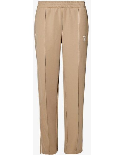 Sporty & Rich Runner Logo-print Straight-leg Mid-rise Woven Trousers - Natural