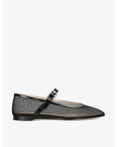 Le Monde Beryl Round-toe Trimmed Mesh And Patent-leather Mary Jane Courts - Black