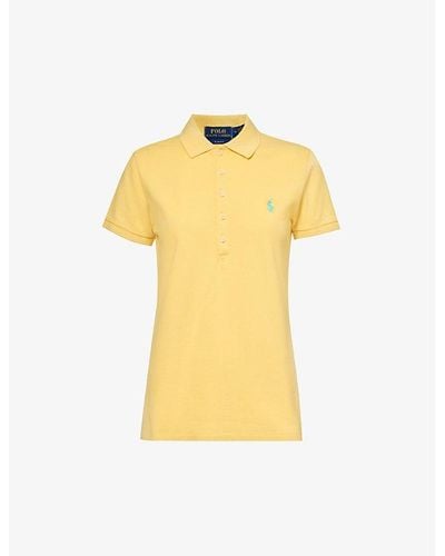 Polo Ralph Lauren Julie Logo-embroidered Stretch-cotton Piqué Polo Shirt - Yellow