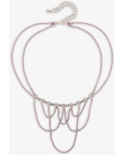 Susan Caplan Pre-loved 2000 Christian Dior Rhodium-plated And Brilliant-cut Swarovski Crystal Necklace - Metallic