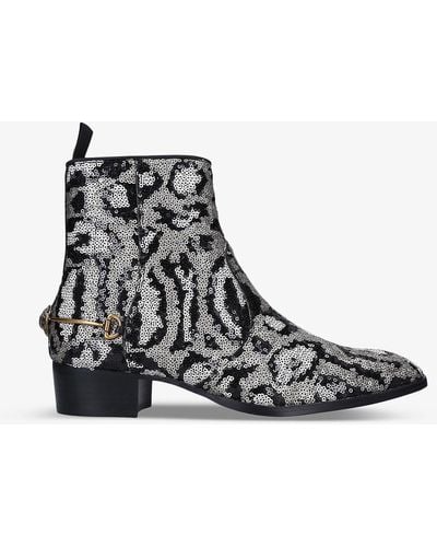 Kurt Geiger Gin Patterned Sequinned Ankle Boots - Black